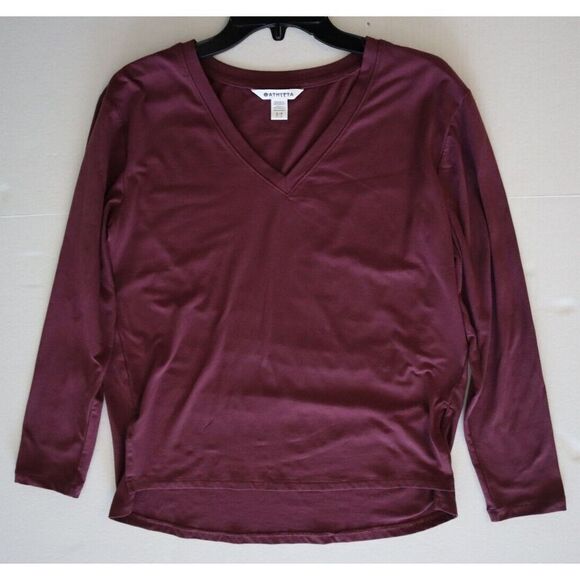 Athleta Women's Sz Small Purple Renew Seamless Long Sleeve V-Neck Shirt - Picture 7 of 8